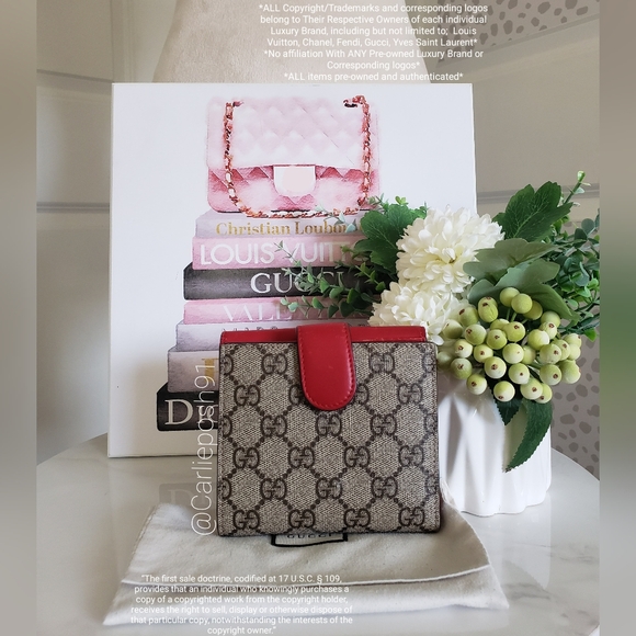 Authentic Pre-owned Gucci Peony Pearl Studded Compact Flap Wallet - Picture 3 of 16